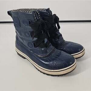 Sorel Blue Polka Dot Rubber Water Resistant Tivoli Boots 9.5